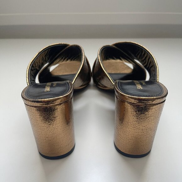 YSL Chestnut Gold Block Heel Sandal Size 40 - Picture 11 of 12